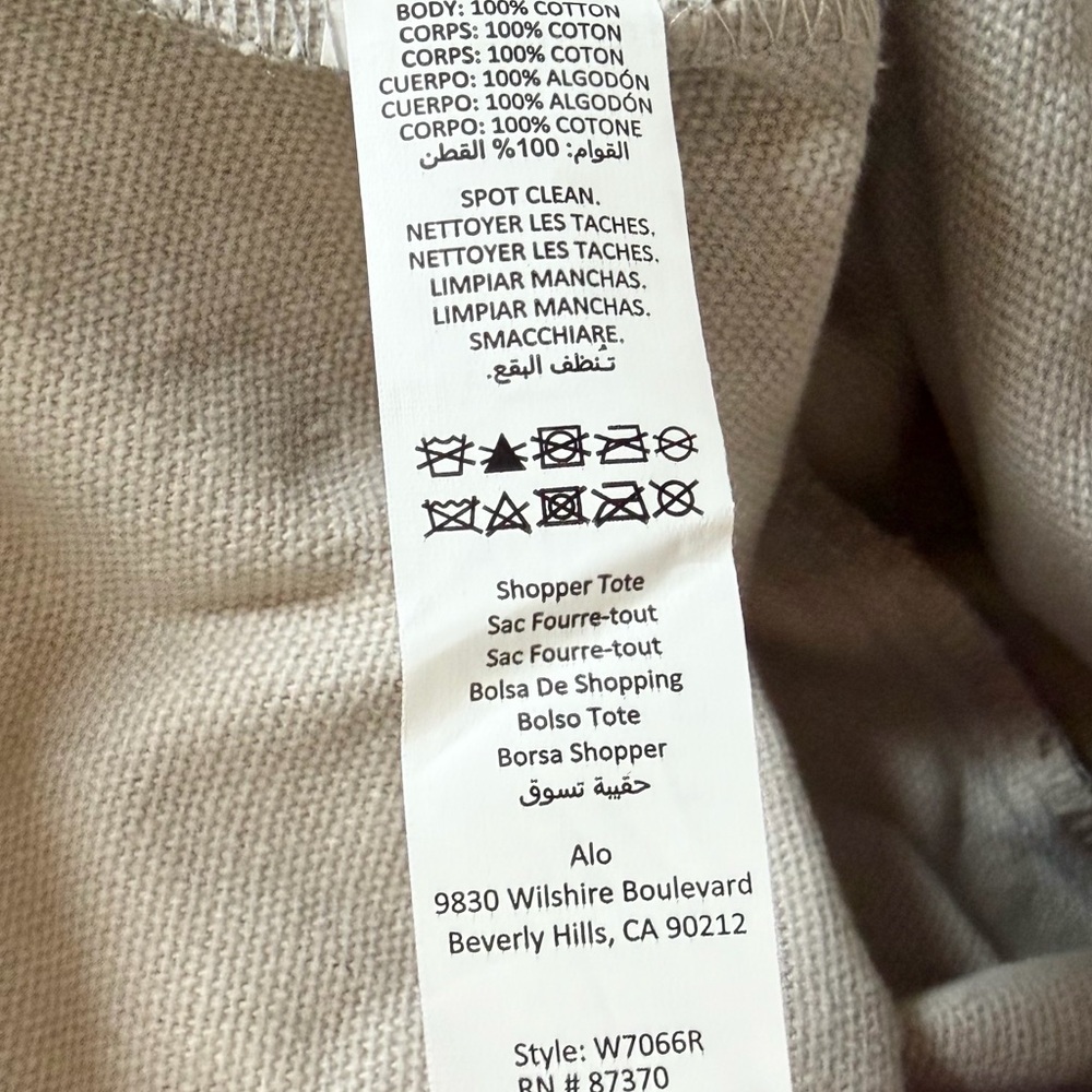 FINAL PRICE! Alo Yoga Oversized Iconic Shopper Tote Bag in Gray 100%  Cotton Bag - Picture 7 of 11